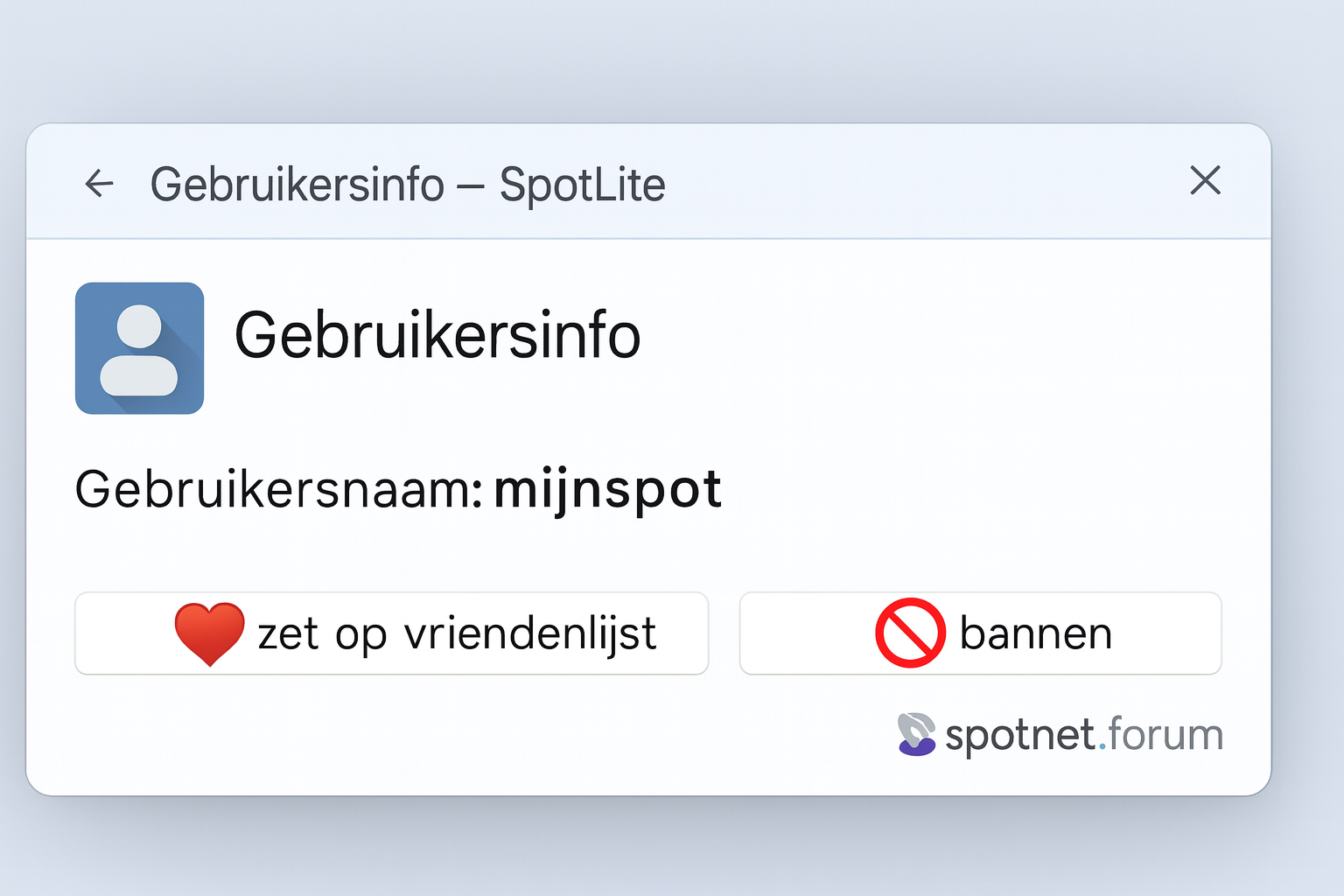 Gebruikersinfo: vriendenlijst of bannen
